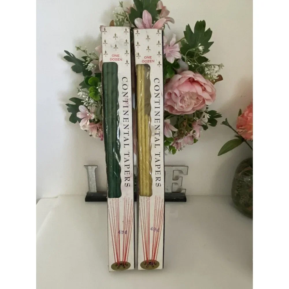 Slim Taper‎ Candles Green Yellow Columbia Continental Tapers 15